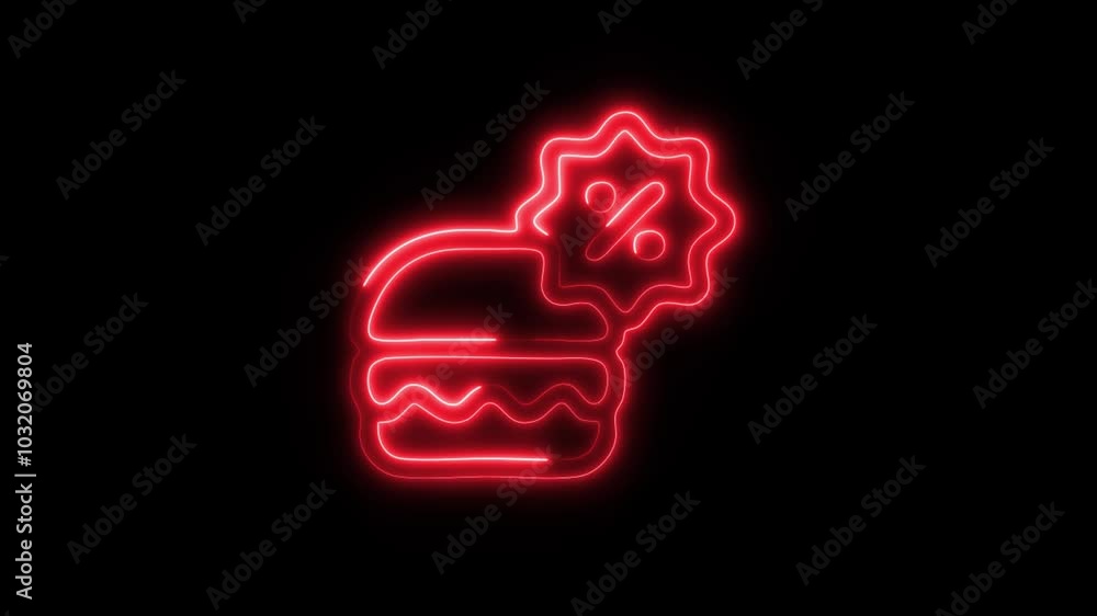Glowing Fast Food Burger Icon in HD Video Neon Animation – Meal and Snack Symbol on Black Background Glowing Fast Food Burger Icon in HD Video Neon Animation – Meal and Snack Symbol on Black Background