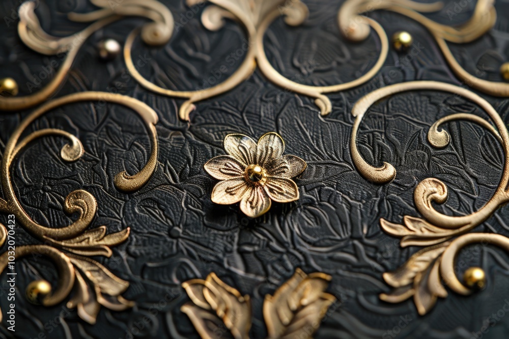 Obraz premium A close-up shot of a golden flower sitting on a dark surface