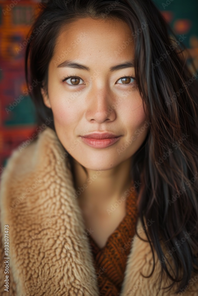 A woman poses with confidence and style wearing a luxurious fur coat, great for use in fashion or lifestyle images A woman poses with confidence and style wearing a luxurious fur coat, great for use in fashion or lifestyle images