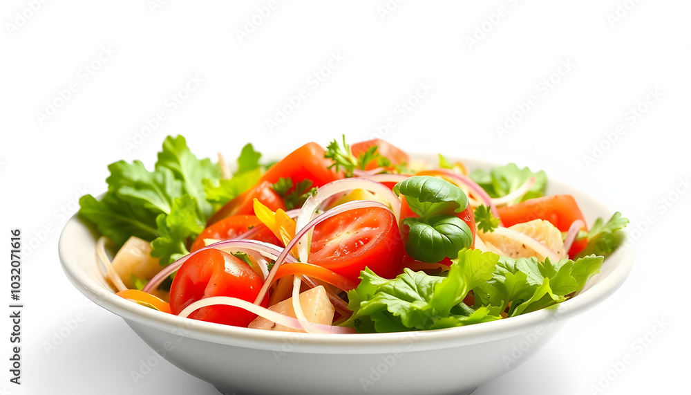 Fresh salad bowl isolated with white highlights, png Fresh salad bowl isolated with white highlights, png