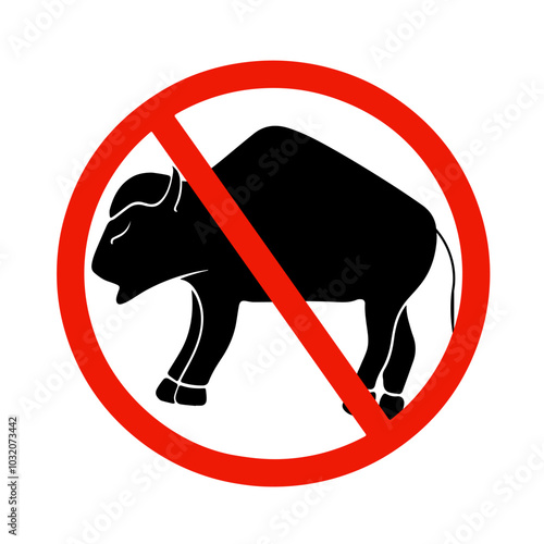 A clear symbol displaying a bison with a prohibition sign, emphasizing that bison hunting is strictly forbidden