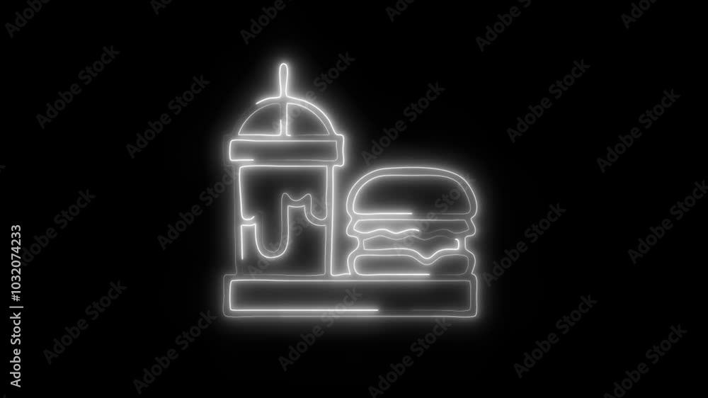 Glowing Food Tray Icon in HD Video Neon Animation – Serving and Catering Symbol on Black Background Glowing Food Tray Icon in HD Video Neon Animation – Serving and Catering Symbol on Black Background