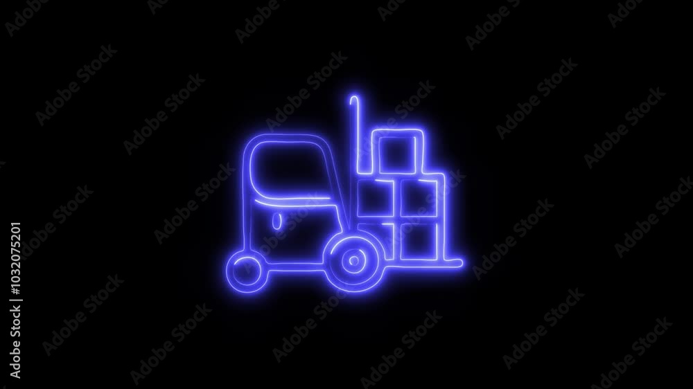 Glowing Forklift Icon in HD Video Neon Animation – Industrial and Warehouse Symbol on Black Background Glowing Forklift Icon in HD Video Neon Animation – Industrial and Warehouse Symbol on Black Background