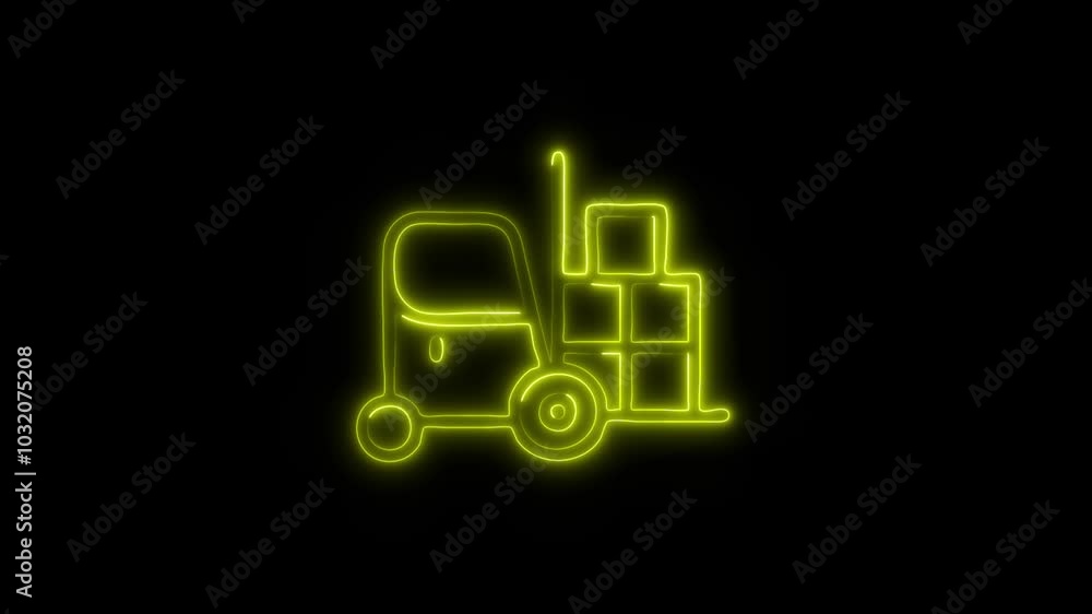 Glowing Forklift Icon in HD Video Neon Animation – Industrial and Warehouse Symbol on Black Background Glowing Forklift Icon in HD Video Neon Animation – Industrial and Warehouse Symbol on Black Background