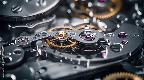 Wallpaper Mural Intricate dismantled mechanical watch with detailed gears and springs on dark background, symbolizing precision and complexity in teardown analysis. Torontodigital.ca