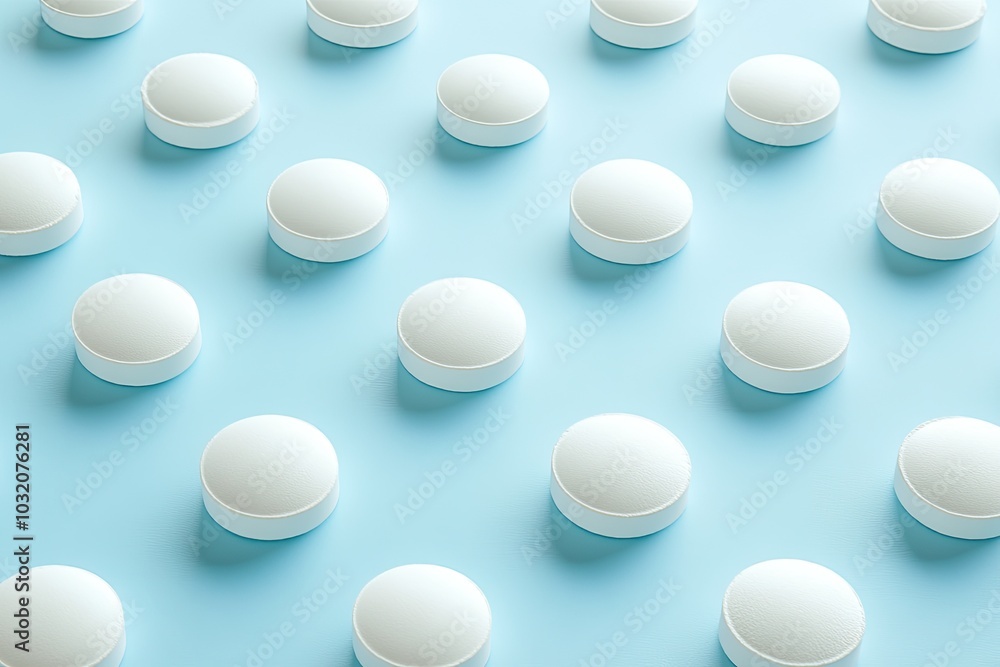 White pills on a blue background. Perfect for a medical or pharmaceutical advertisement. White pills on a blue background. Perfect for a medical or pharmaceutical advertisement.