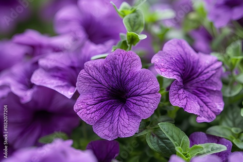 A close up of a bunch of purple flowers