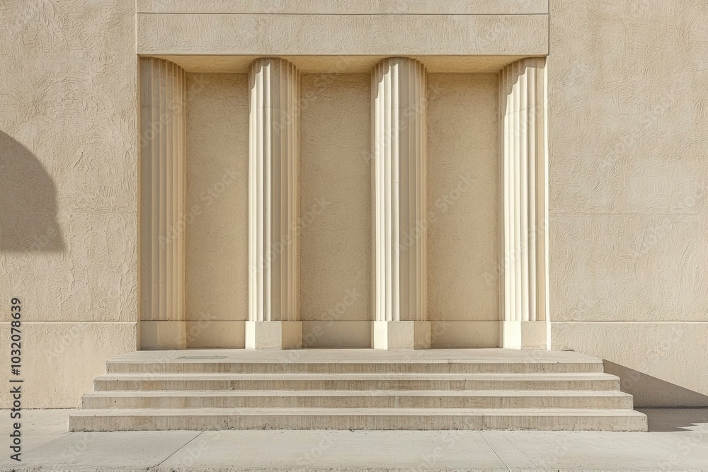 Concrete Steps Leading to a Building with Four Pillars Concrete Steps Leading to a Building with Four Pillars