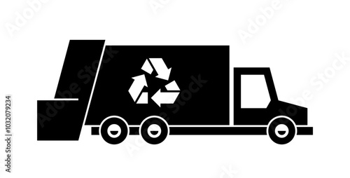 Garbage truck icon. Monochrome style. isolated on white background