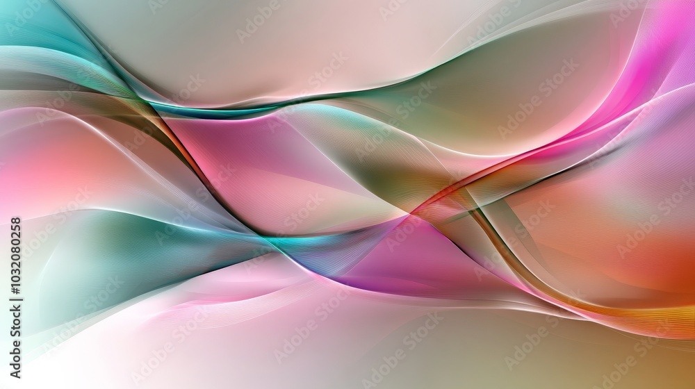 Naklejka premium Vibrant Waves of Pastel Colors: A Captivating Abstract Artwork