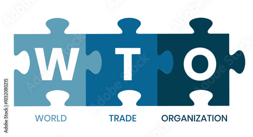 WTO - World Trade Organization acronym, business concept. word lettering typography design illustration with line icons and ornaments. Internet web site promotion concept vector lay