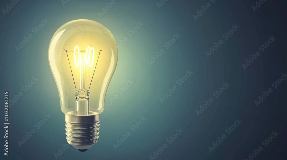 Creative flat design with a light bulb sparking ideas, representing innovation and discovery, with space for copy on a clean background Creative flat design with a light bulb sparking ideas, representing innovation and discovery, with space for copy on a clean background