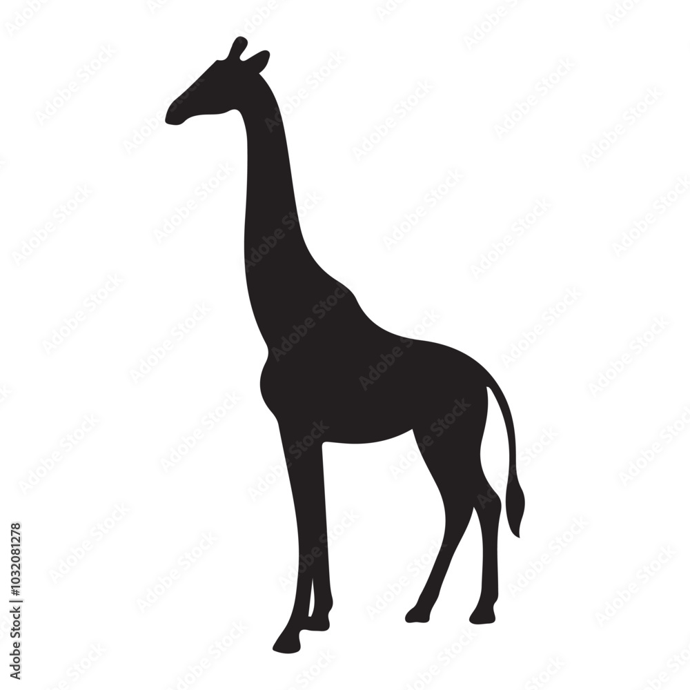 Fototapeta premium Simple Giraffe Silhouette Vector on white background