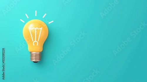 Creative flat design with a light bulb sparking ideas, representing innovation and discovery, with space for copy on a clean background