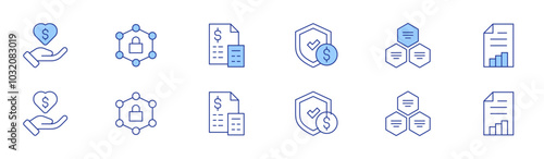 Business icon set in two styles, Duotone and Thin Line style. Editable stroke. growth, diagram, accounting, omni channel, guarantee, point of service