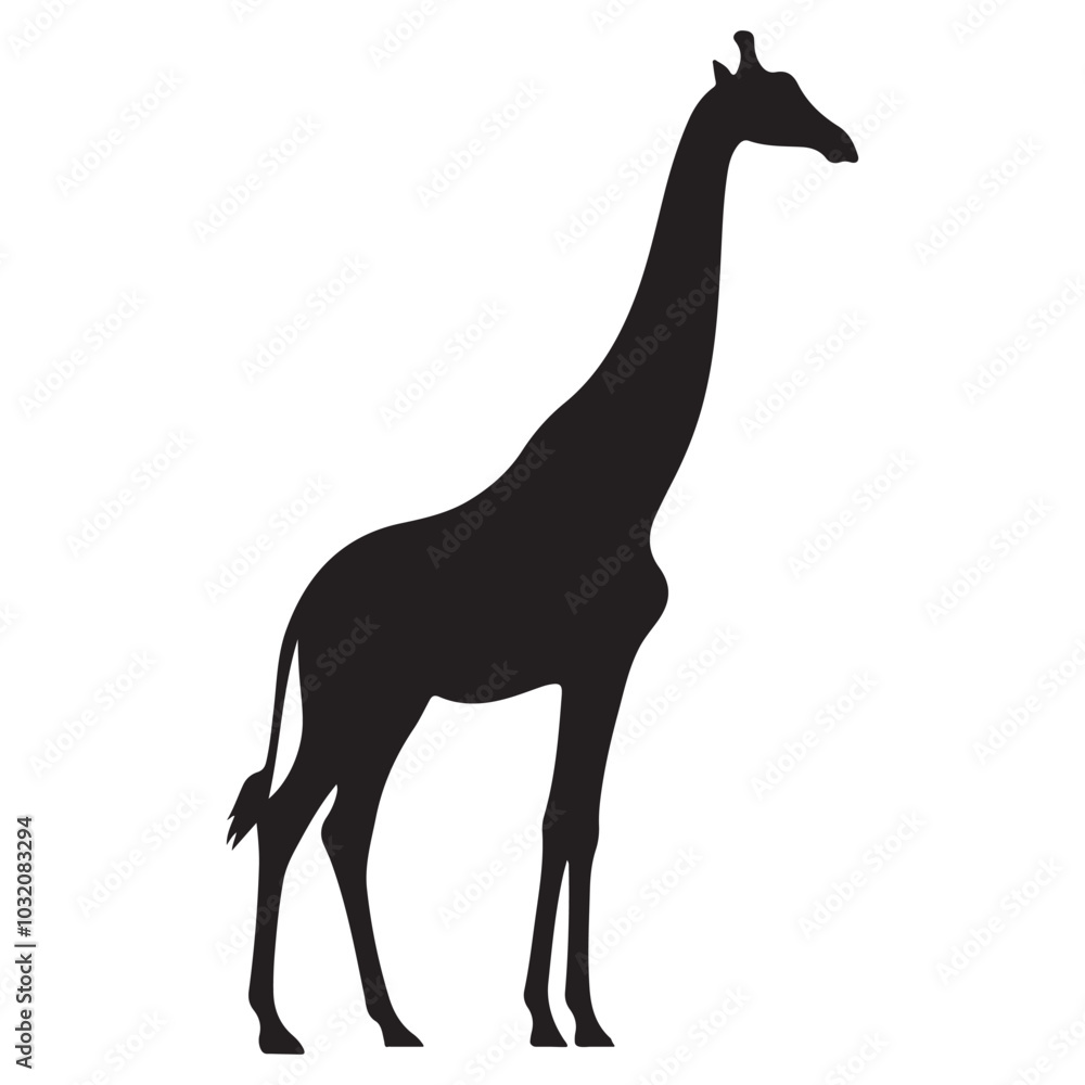 Simple Giraffe Silhouette Vector on white background Simple Giraffe Silhouette Vector on white background