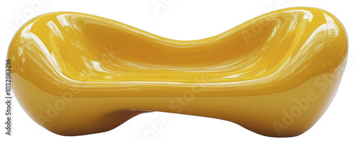 A modern yellow couch with a smooth organic shape
