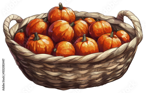 Wallpaper Mural A wicker basket overflowing with plump orange pumpkins Torontodigital.ca