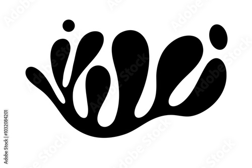 Random Shapes Organic Black Blobs. Outline 2d vector image. Sticker for social media. Backdrop.