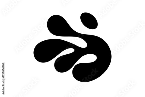 Random Shapes Organic Black Blobs. Outline 2d vector image. Sticker for social media. Backdrop.