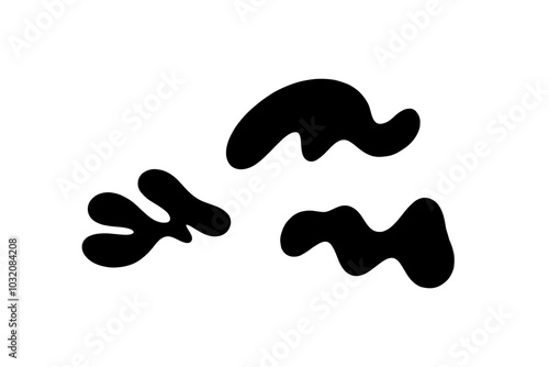 Random Shapes Organic Black Blobs. Outline 2d vector image. Sticker for social media. Backdrop.