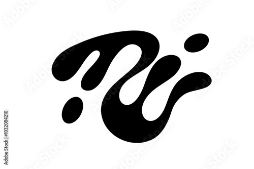 Random Shapes Organic Black Blobs. Outline 2d vector image. Sticker for social media. Backdrop.