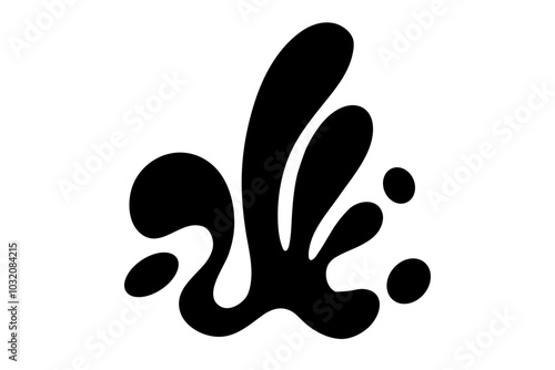 Random Shapes Organic Black Blobs. Outline 2d vector image. Sticker for social media. Backdrop.