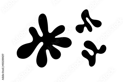 Random Shapes Organic Black Blobs. Outline 2d vector image. Sticker for social media. Backdrop.