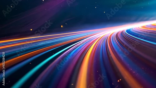 Colorful abstract light trails, motion blur effect. Futuristic and dynamic concept.
