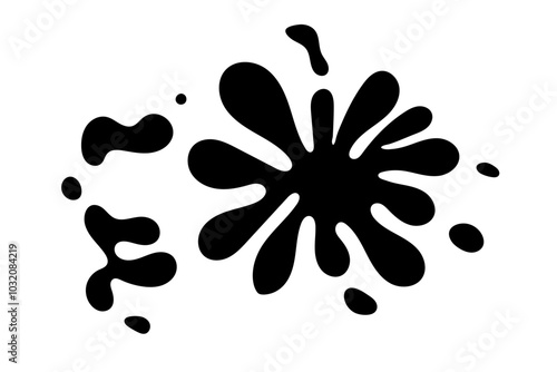 Random Shapes Organic Black Blobs. Outline 2d vector image. Sticker for social media. Backdrop.