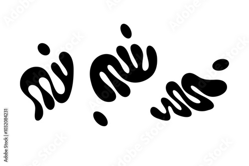 Random Shapes Organic Black Blobs. Outline 2d vector image. Sticker for social media. Backdrop.