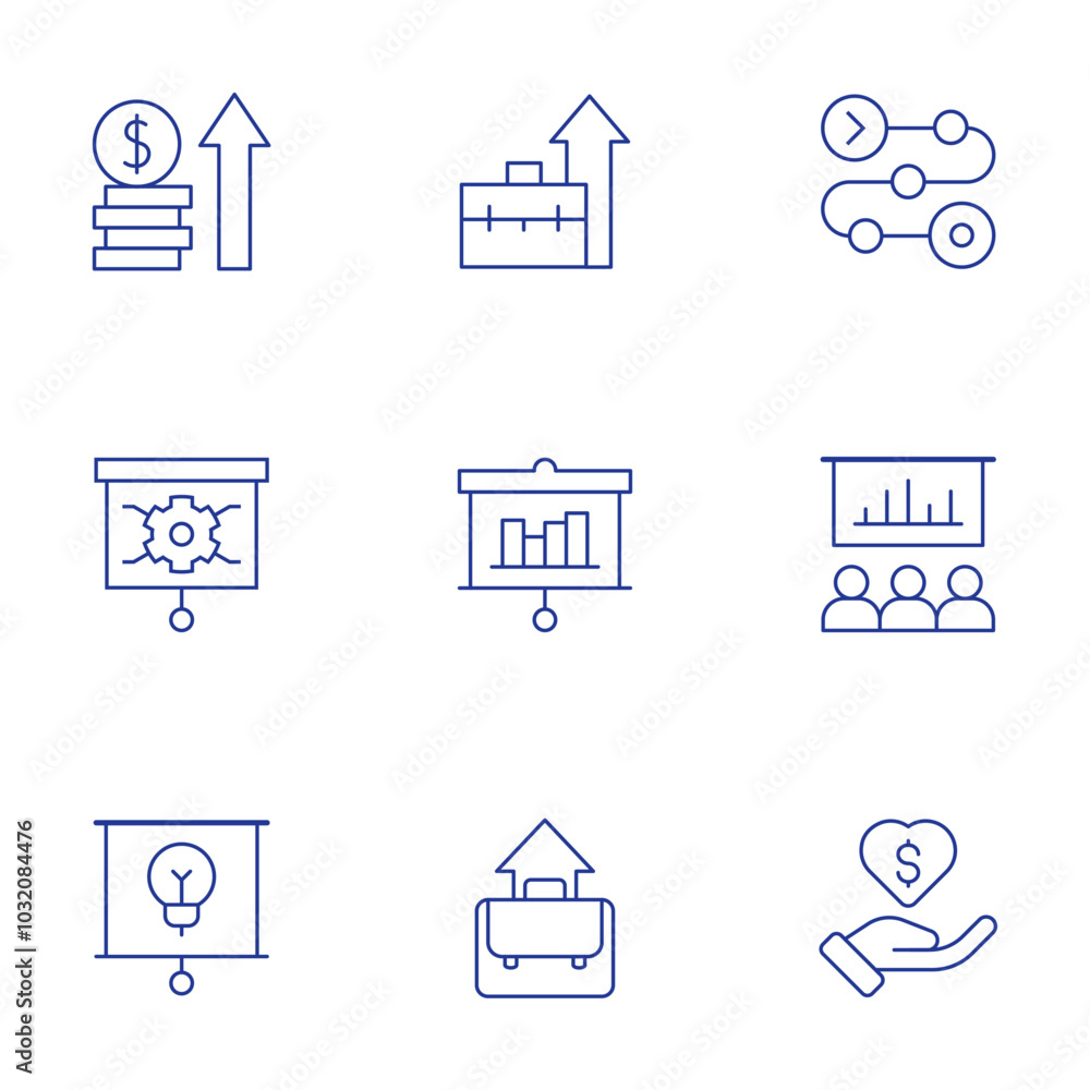 Business icons set. Thin Line style, editable stroke. profit, professional, product, presentation, portfolio, point of service Business icons set. Thin Line style, editable stroke. profit, professional, product, presentation, portfolio, point of service