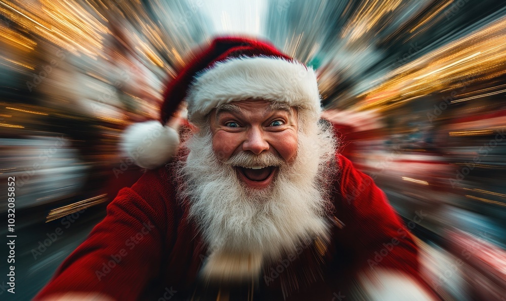 Santa Claus spreading holiday joy and excitement Santa Claus spreading holiday joy and excitement