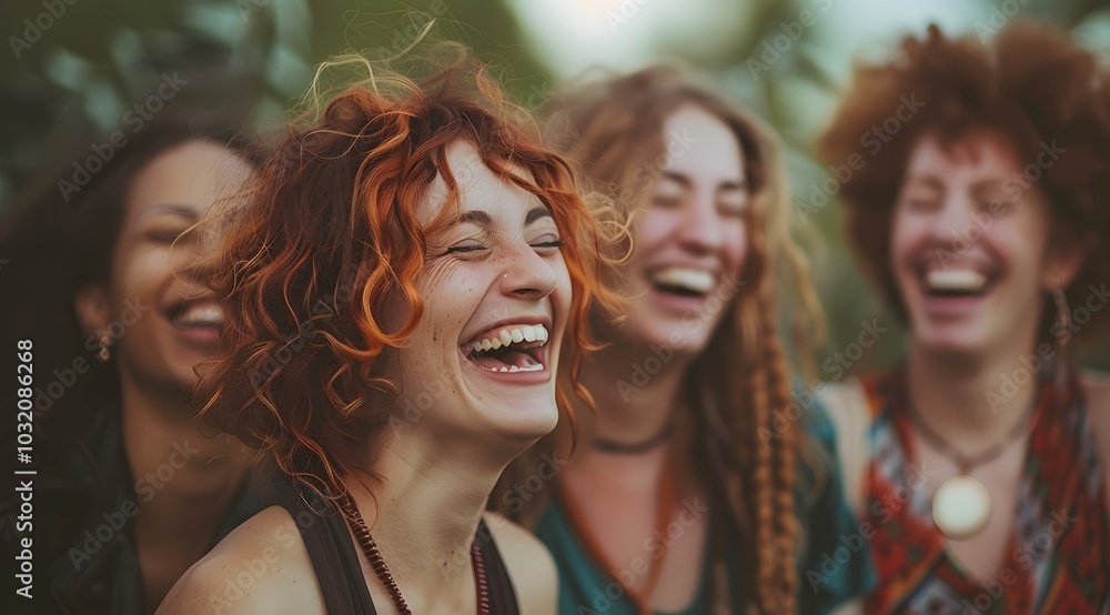 Fototapeta premium Girl Power and Friendship: Happy and Strong Women Enjoying a Fun Day
