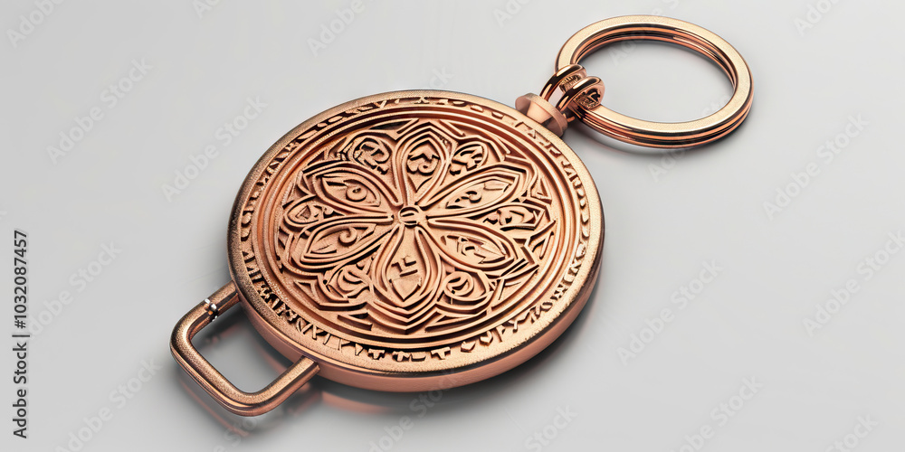 A classic rose gold bank keychain, with a intricate pattern and the institution's name engraved on the front. A classic rose gold bank keychain, with a intricate pattern and the institution's name engraved on the front.