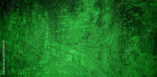 long cracked wall background in green color, Abstract background texture concrete or plaster hand made wall