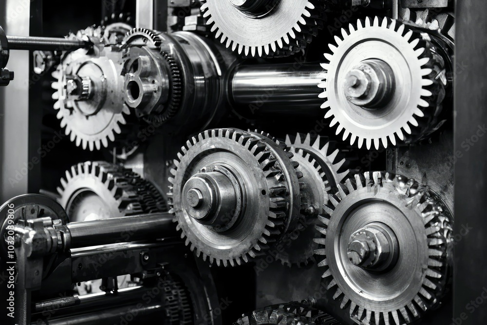 Close-up of Interlocking Gears in a Machine Close-up of Interlocking Gears in a Machine