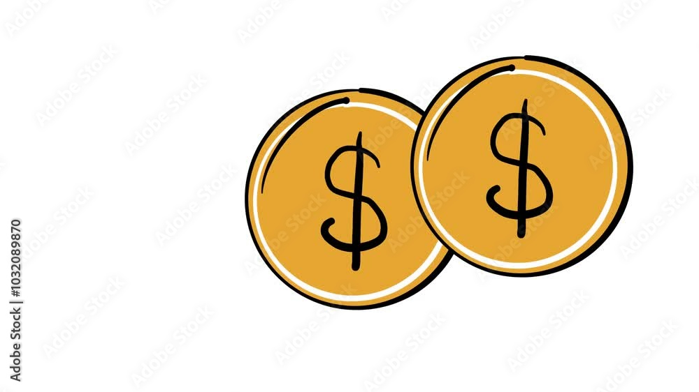Hand drawn dollar coin illustration Hand drawn dollar coin illustration