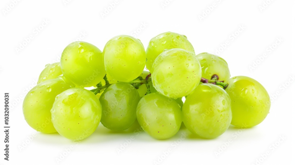 Vibrant Green Grape Berries: A Close-Up Shot On A Clean White Background () Vibrant Green Grape Berries: A Close-Up Shot On A Clean White Background ()