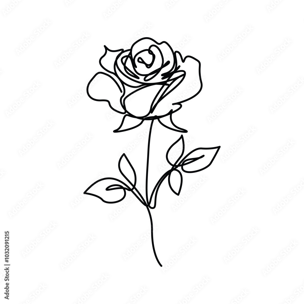 Continuous Line Drawing Of Rose Flowers Black Sketch Isolated on White Background. Flowers Rose One Line Illustration for Minimalist Design. Continuous Line Drawing Of Rose Flowers Black Sketch Isolated on White Background. Flowers Rose One Line Illustration for Minimalist Design.