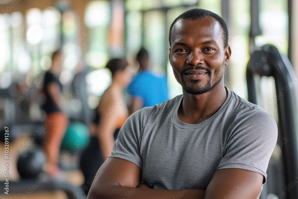 Confident man posing at gym, showcasing fitness lifestyle and dedication to health. Confident man posing at gym, showcasing fitness lifestyle and dedication to health.