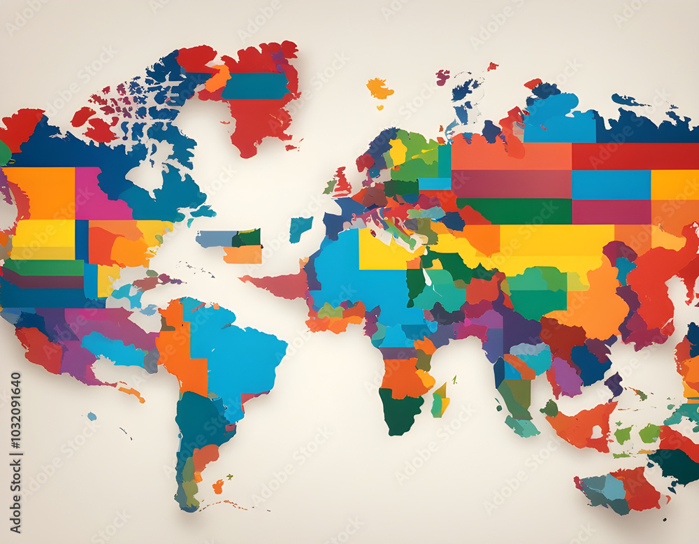 Obraz premium colorful Maps of different countries with cool isolated pop art style background