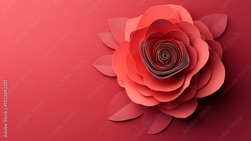 Rose flower logo 3d vector papercut Rose flower logo 3d vector papercut