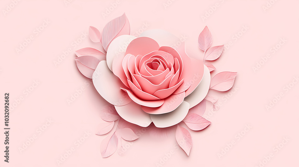 Rose flower logo 3d vector papercut Rose flower logo 3d vector papercut