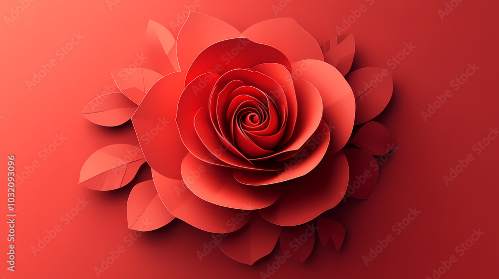 Rose flower logo 3d vector papercut Rose flower logo 3d vector papercut