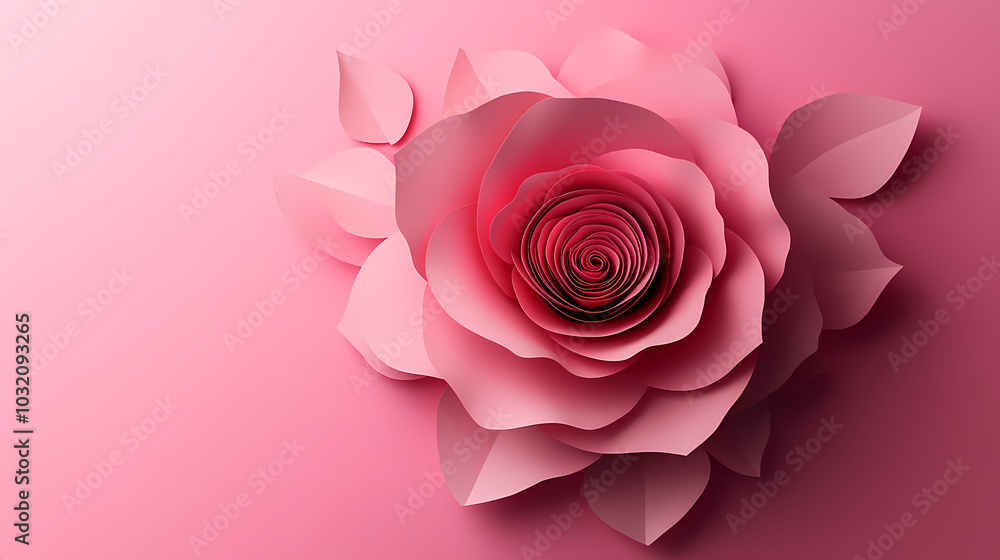 Rose flower logo 3d vector papercut Rose flower logo 3d vector papercut