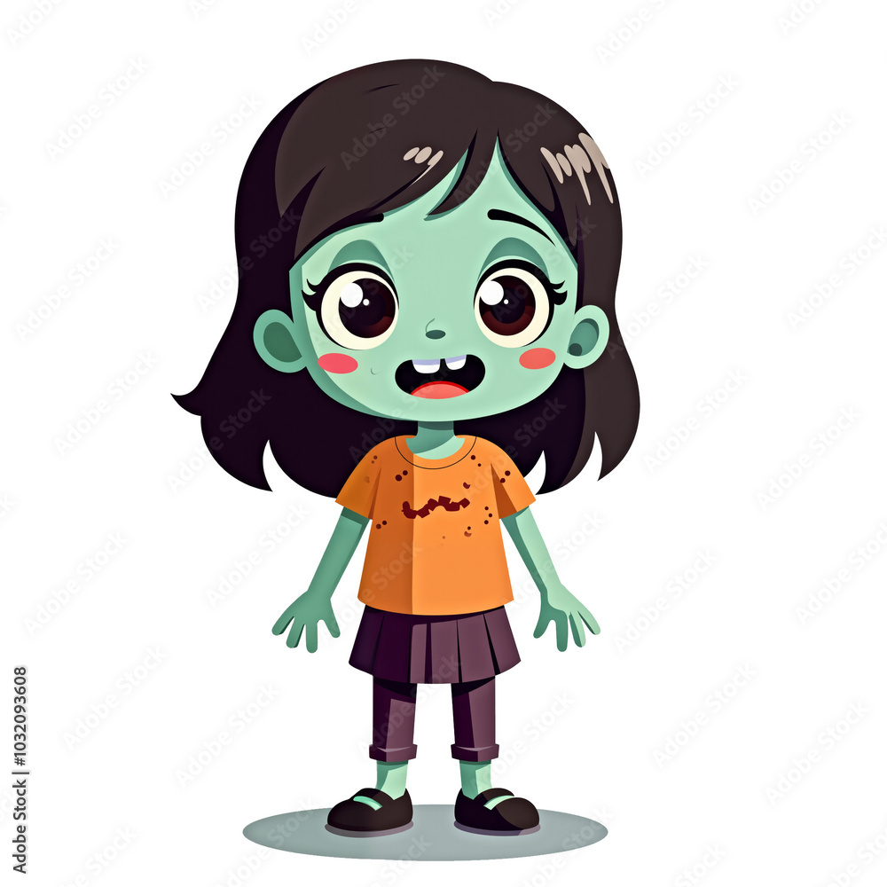 Cute illustration of green zombie. isolated halloween characters PNG with no background in cartoon style Cute illustration of green zombie. isolated halloween characters PNG with no background in cartoon style