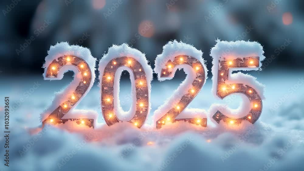Brightly lit 2025 numbers covered in snow create a festive holiday scene, symbolizing the new year spirit. Captures a cozy winter atmosphere. Christmas. Brightly lit 2025 numbers covered in snow create a festive holiday scene, symbolizing the new year spirit. Captures a cozy winter atmosphere. Christmas.