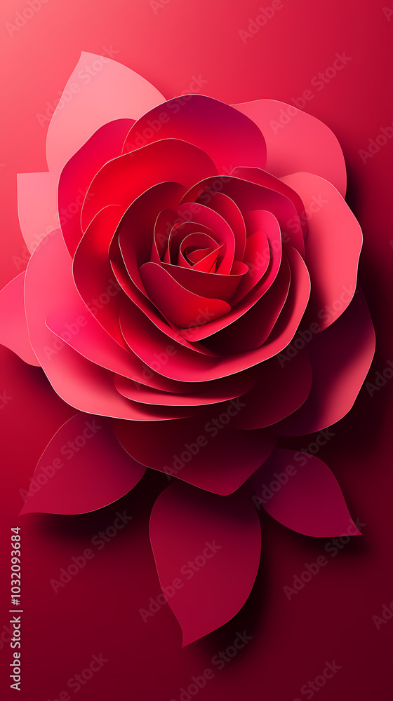 Rose flower logo 3d vector papercut Rose flower logo 3d vector papercut