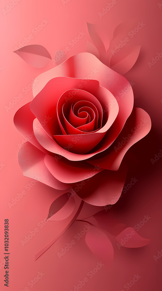 Rose flower logo 3d vector papercut Rose flower logo 3d vector papercut
